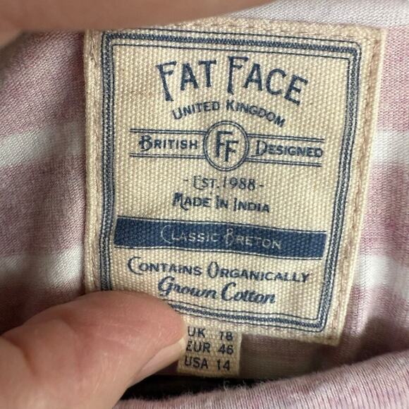 Fat Face Women's Top Breton Stripes Lilac L/S 14 Stretch Fishermancore Coastal - Picture 3 of 10
